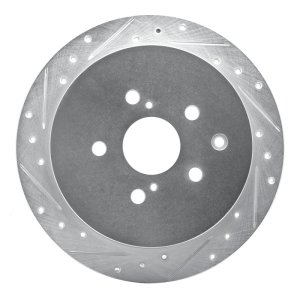 Lexus RX450h Brake Rotor (1) - Rear Left - R1 Concepts - Drilled & Slotted - Silver - `10-`20